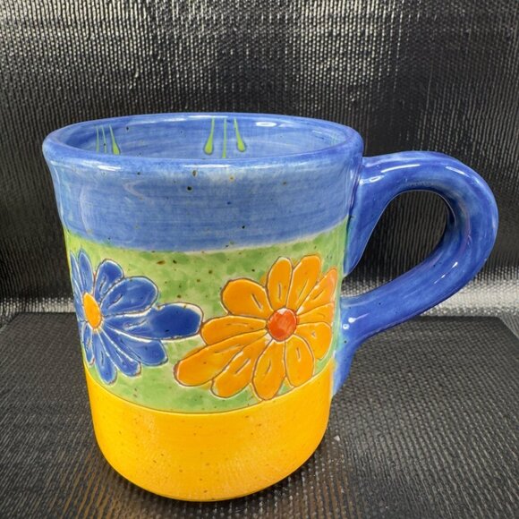 Hand Made RedWare Pottery Coffee Mug Cup With Daisy Flowers Hand Crafted Mug Cup - Picture 11 of 11